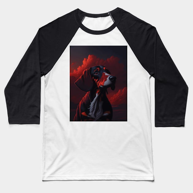 a Dachshund in the sky portrait painting Baseball T-Shirt by Arteria6e9Vena